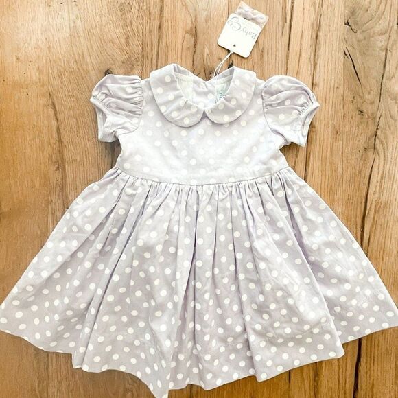 NWT! Baby CZ Lavendar Polka Dot Dress, Size 3-6M - Picture 1 of 3